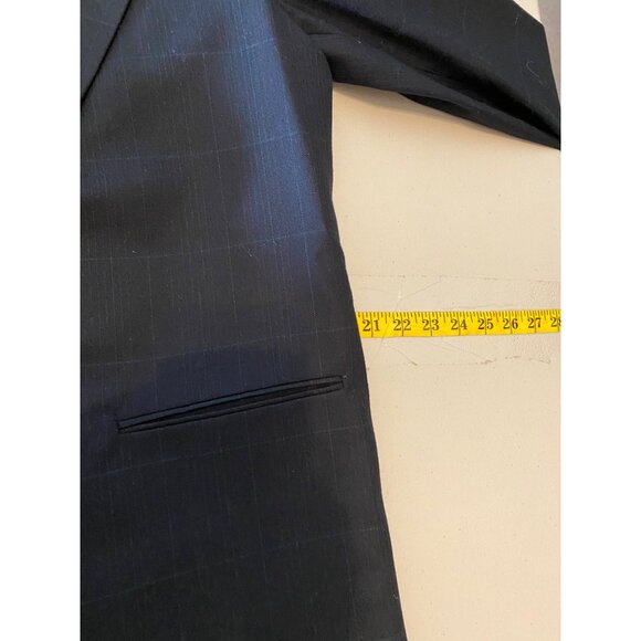 Mark Shale Skirt Suit Navy Plaid Single-Button Blazer Size 14 - Picture 15 of 16